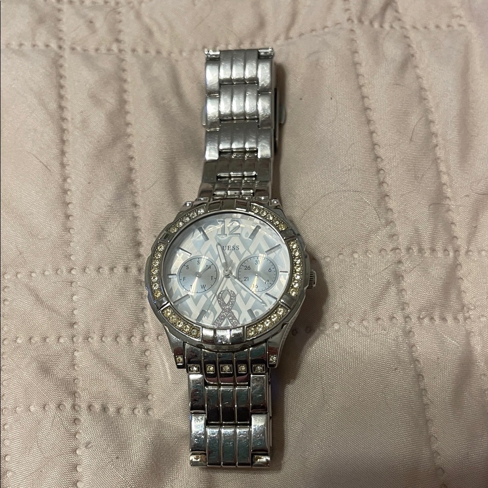Guess Silver Women's Watch with Crystal Accents